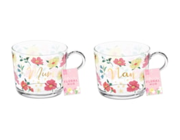 Wholesale Mother's Day Floral Glass Mug