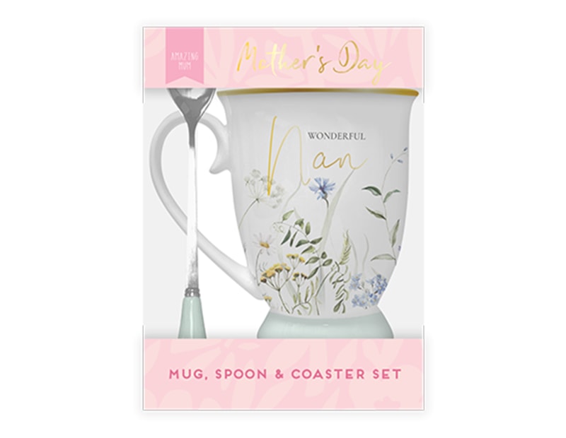 Wholesale Wonderful Nan Mug, Spoon & Coaster Set