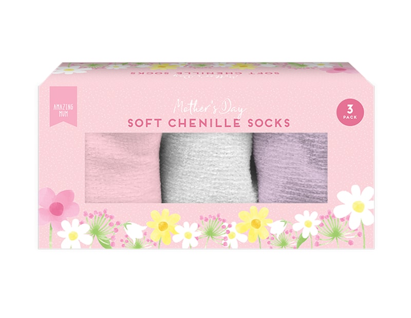 Wholesale Mother's Day Soft Chenille Socks 3pk