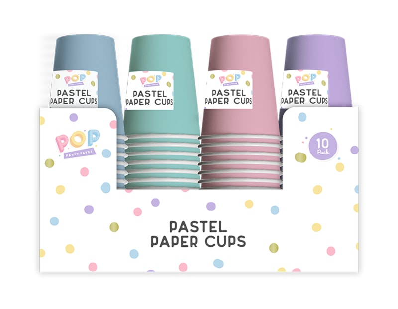 Wholesale Pastel Paper Cups 10pk PDQ