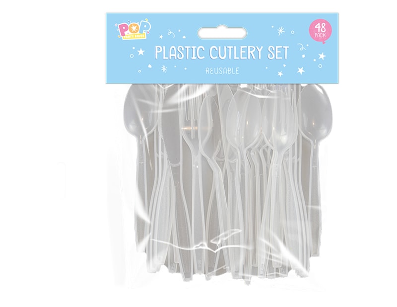 Wholesale Reusable Plastic Cutlery Set 48pk