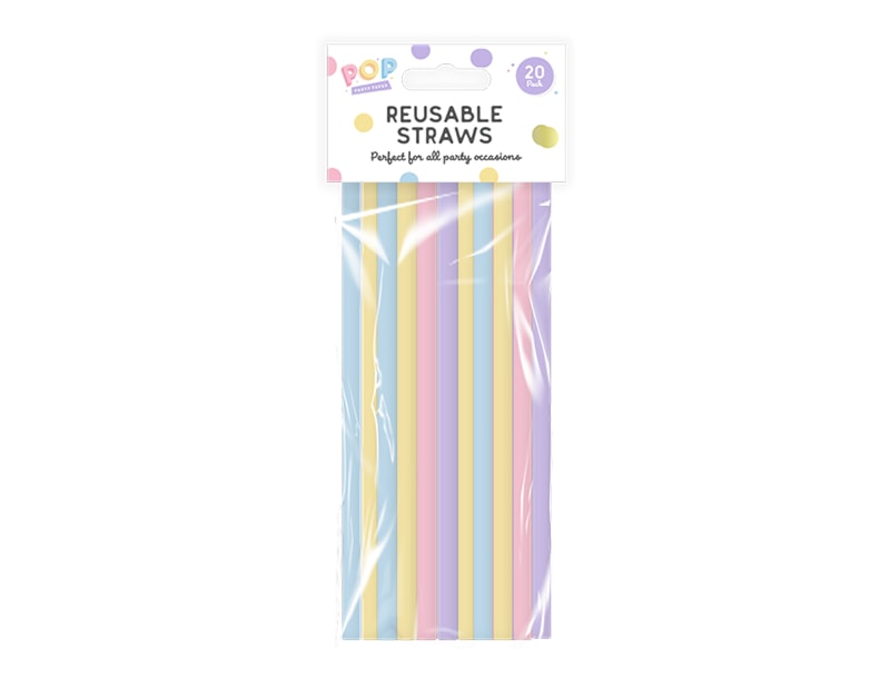 Wholesale Pastel Reusable Straws 20pk