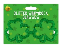 Wholesale St Patricks Day Glitter shamrock Glasses