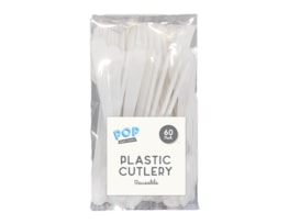 Wholesale Plastic White cutlery 60pk