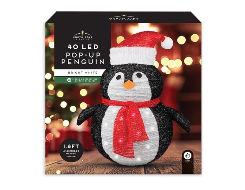 Wholesale Pop-Up 40 LED Penguin 55cm x 60cm