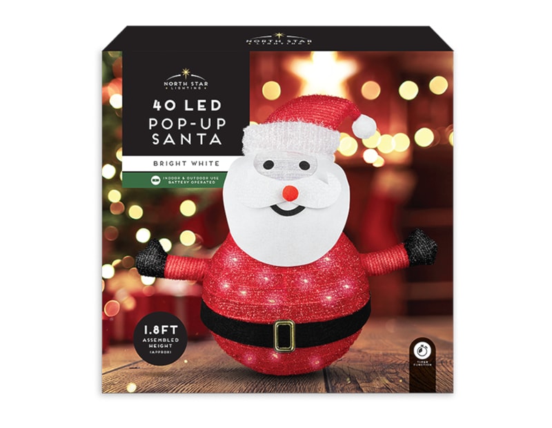 Wholesale Pop-Up 40 LED Santa 55cm x 60cm