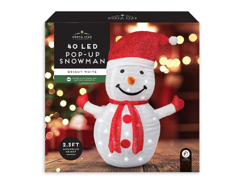 Wholesale Pop-Up 40 LED Snowman 60cm x 70cm