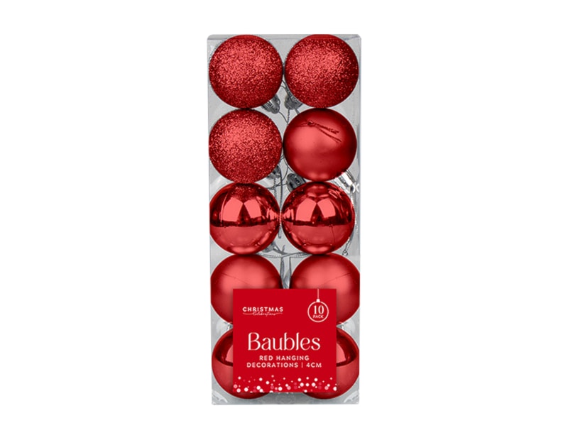 Wholesale Red Assorted Baubles | Bulk Buy Christmas Decorations