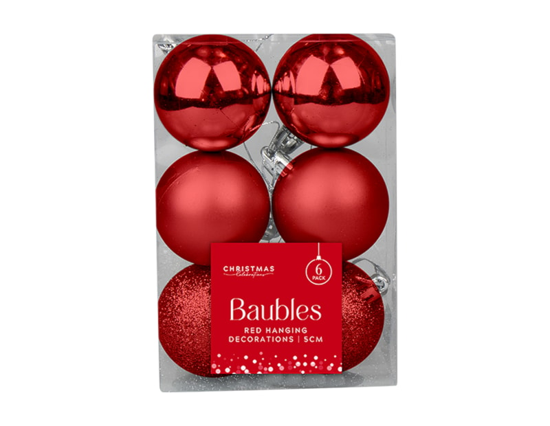 Wholesale Red Assorted Baubles | Bulk Buy Christmas Decorations