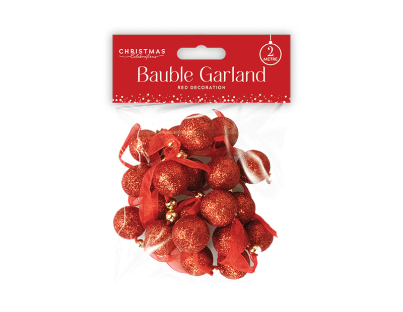 Wholesale Christmas Red Bauble Garland