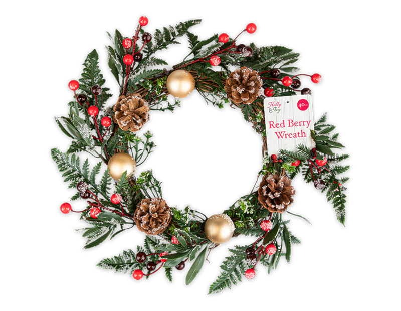 Wholesale Red Berry Christmas Wreath 40cm