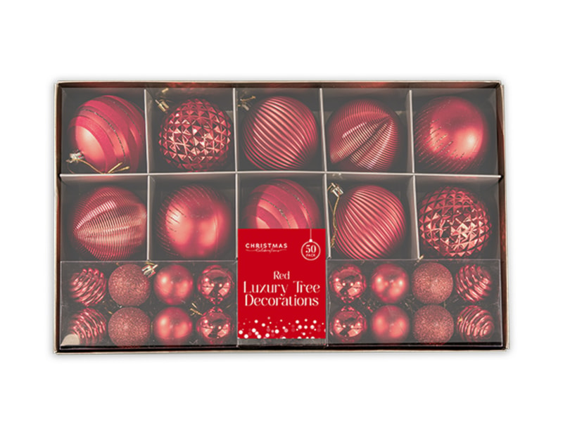 Wholesale Red Luxury Tree Decorations 50pk