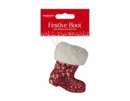 Wholesale Christmas Red Sequin Boot Decoration