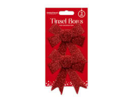 Wholesale Red Tinsel Bows | Bulk Buy Christmas Decorations