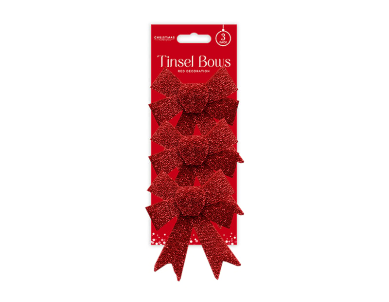 Wholesale Red Tinsel bows | Bulk Buy Christmas Decorations