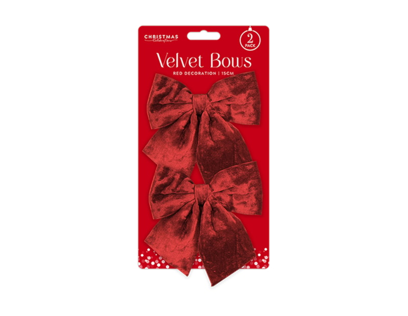 Wholesale Red Velvet Bows 15cm 2pk