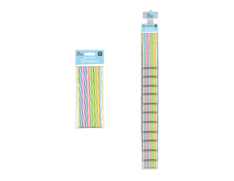 Wholesale Reusable Straw 20pk With Clip Strip