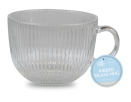 Wholesale Ribbed Glass Mug 500ml