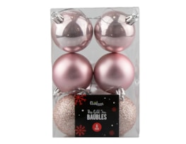 Wholesale Rose Gold Assorted Baubles | Bulk Buy Pink Christmas Decorations