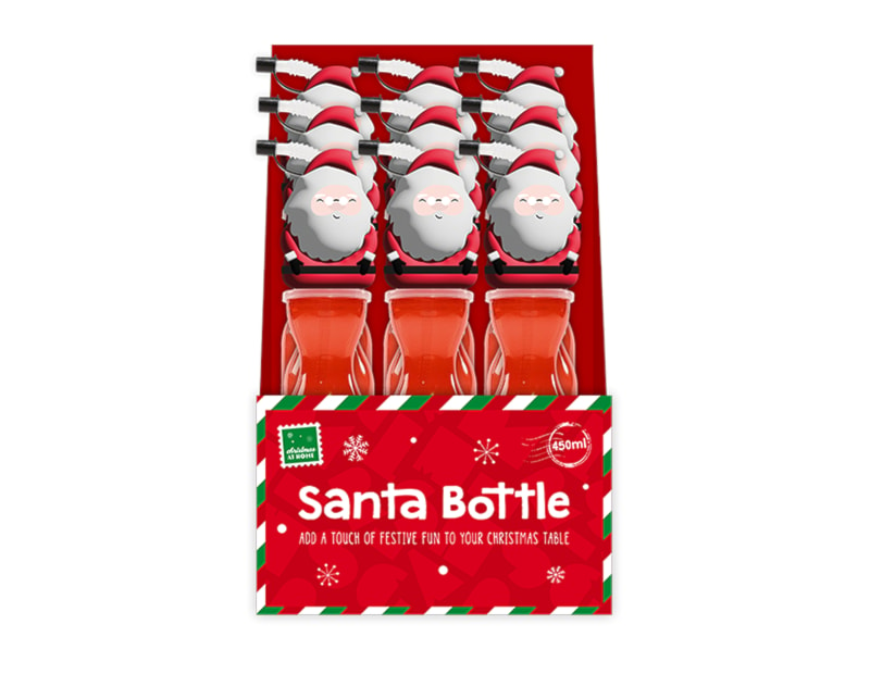 Wholesale Santa Re-usable Plastic Bottle PDQ