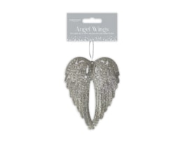 Wholesale Christmas Silver Glittered Angel Wings Decoration