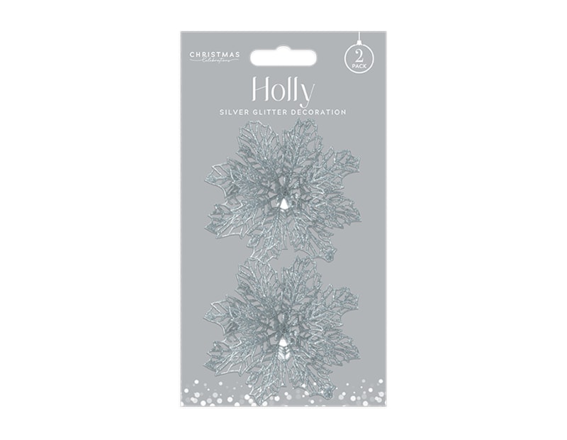 Wholesale Silver Holly Decorations