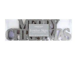 Wholesale Silver Merry Christmas Glitter Sign