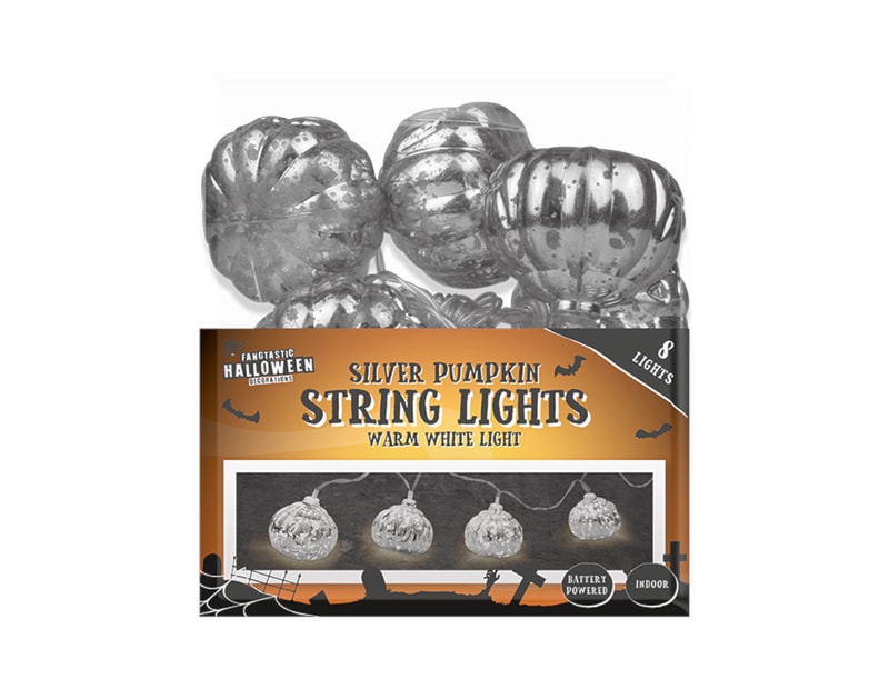 Wholesale Silver pumpkin string lights 1.5m - Warm white