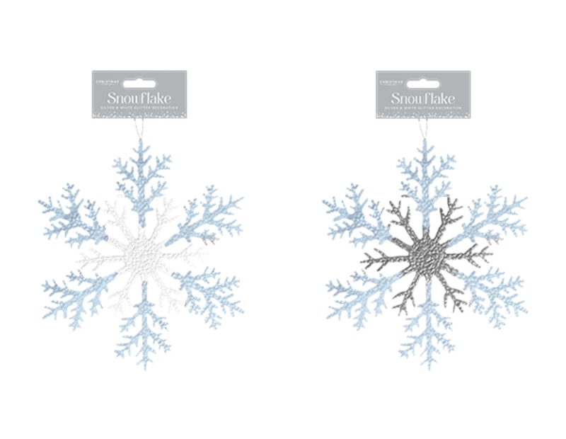 Wholesale Silver & White Acrylic Glitter Snowflake