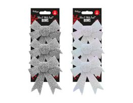 Wholesale Silver & White Tinsel Bows