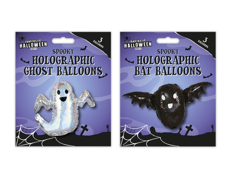 Wholesale Spooky Holographic Balloons 3pk