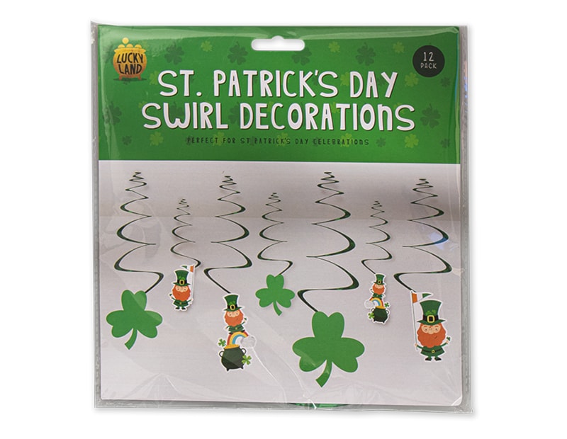 Wholesale St. Patricks Day card swirl decorations 12pk