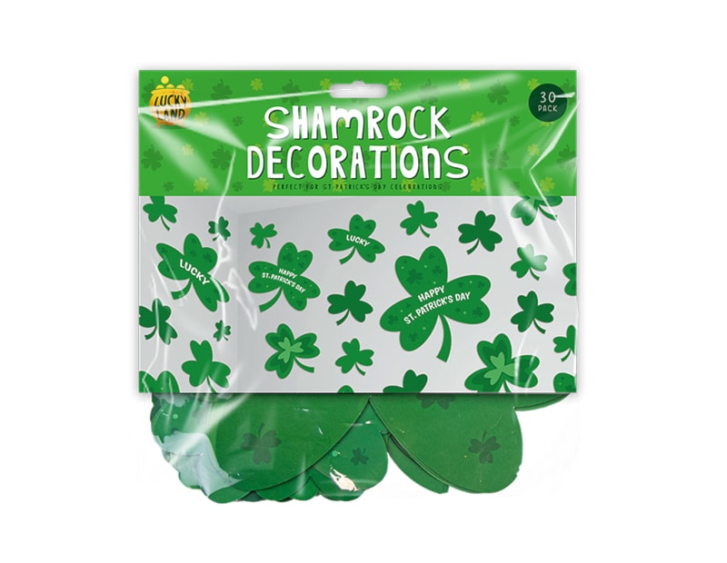 Wholesale St Patrick's Day shamrock Decorations 30pk