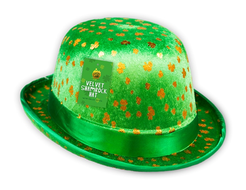 Wholesale St. Patrick's Velvet Gold Foiled Shamrock Hat