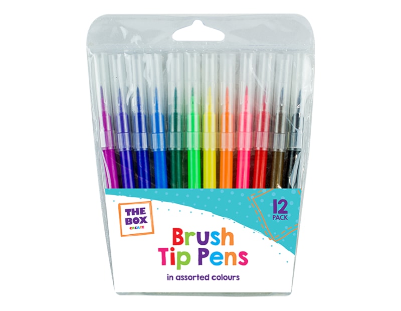 Fibre Tip Brush Pens - 12 Pack