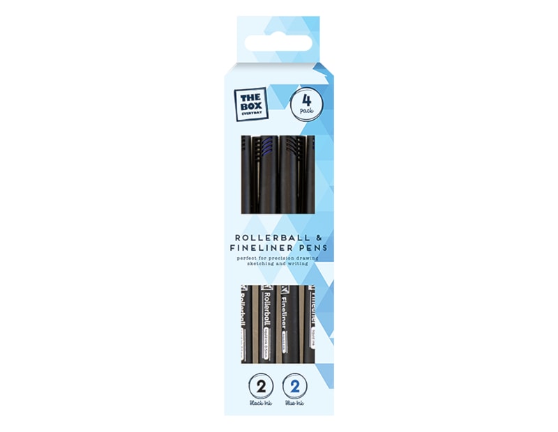 Wholesale Fine liners & Rollerballs 4pk