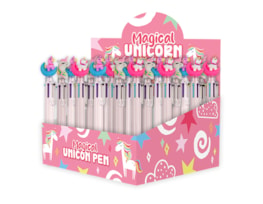 Wholesale Unicorn Novelty 6 Colour Ballpoint Pen PDQ