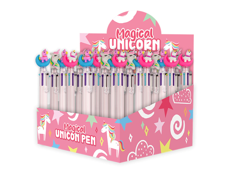 Wholesale Unicorn Novelty 6 Colour Ballpoint Pen PDQ