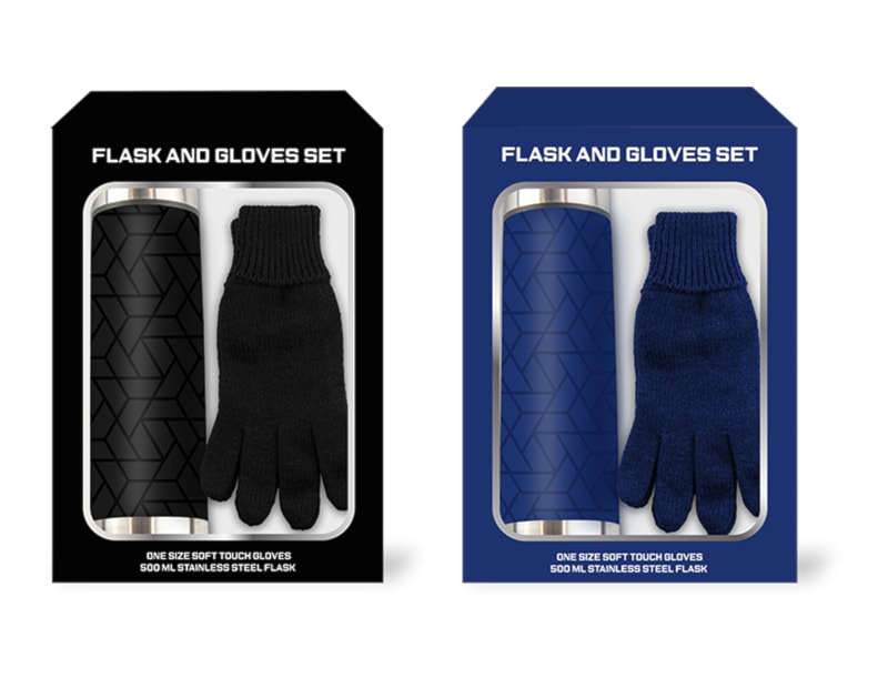 Wholesale Stainless Steel Flask & Soft Touch Gloves Set