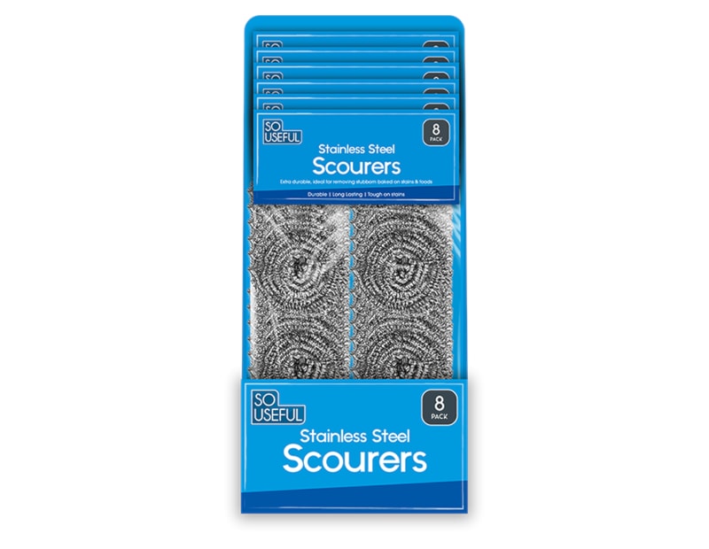 Wholesale Stainless Steel Scourers 8pk CDU