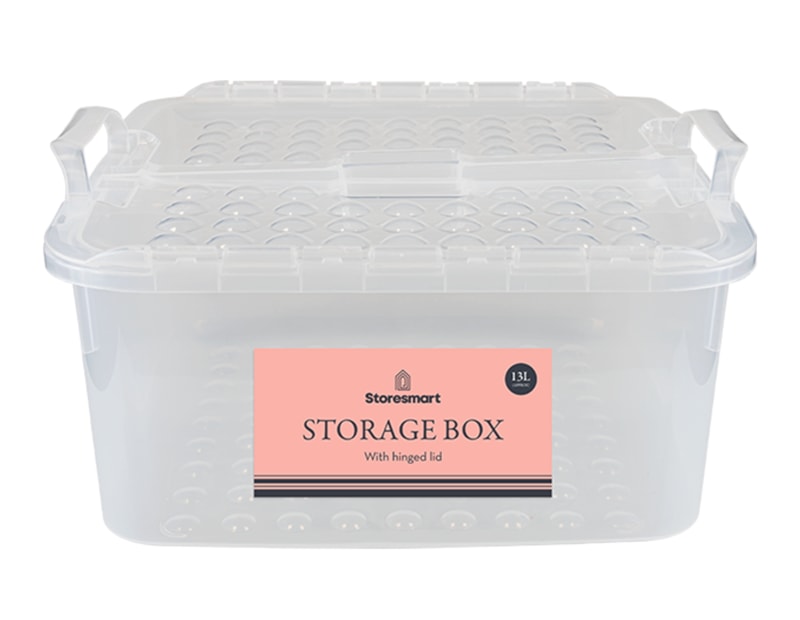 Wholesale Storage Box with Hinged Lid 13L