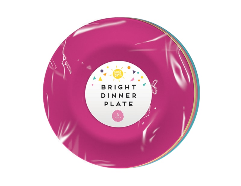 Bright Plastic Dinner Plate Dia 25cm 4pk