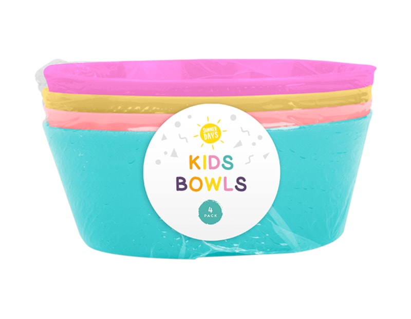 Kids Bright Plastic Bowls Dia 12cm 4pk