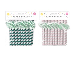 Wholesale Summer Party Paper Straws Leaf 20pk