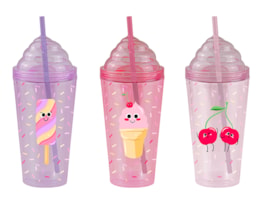 Ice Cream Double Wall Tumbler With Straw