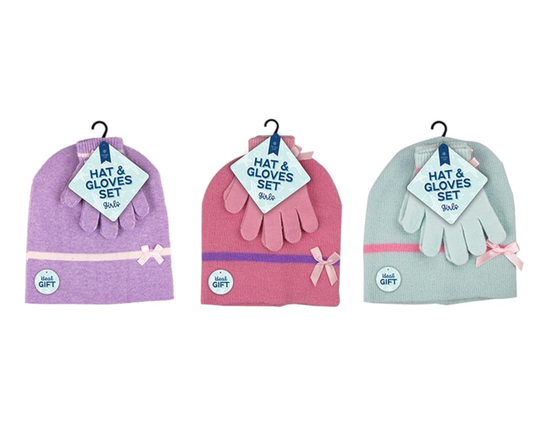 Wholesale Girls Beanie Hat & Gloves Sets