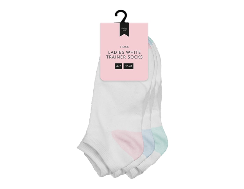 Wholesale Ladies White trainer socks 3 Pairs