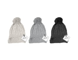 Wholesale Cable Knit Hat with Pom Pom