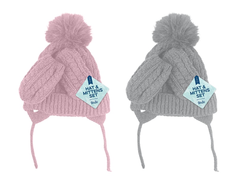 Wholesale Girls Hat & Mittens Set