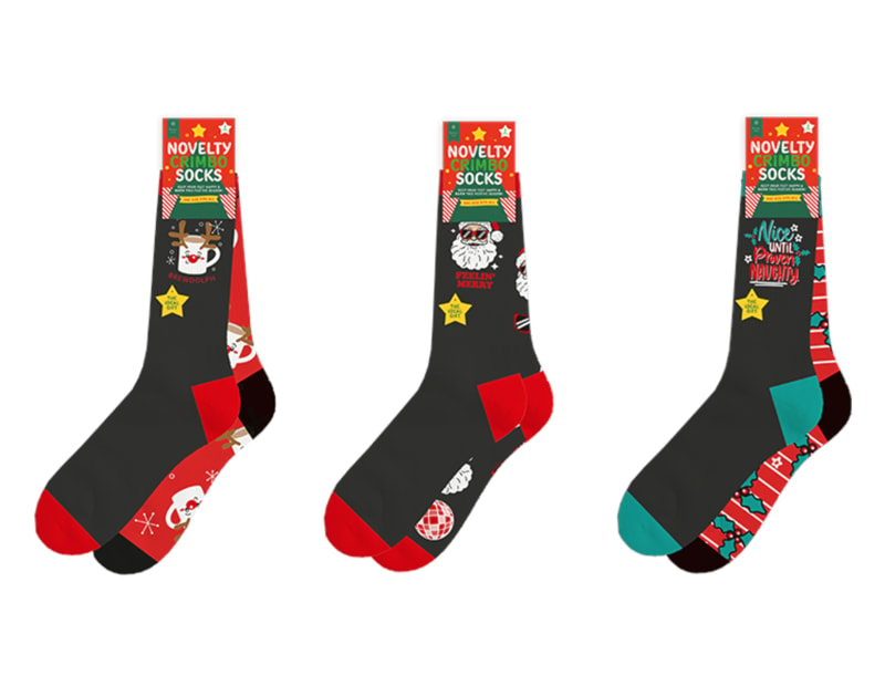 Wholesale Mens Novelty Christmas Cotton Rich Socks 2pk